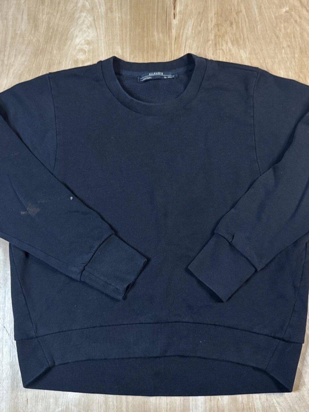 All Saints Mens Black Long Sleeve Pullover Crew Neck Sweater Small